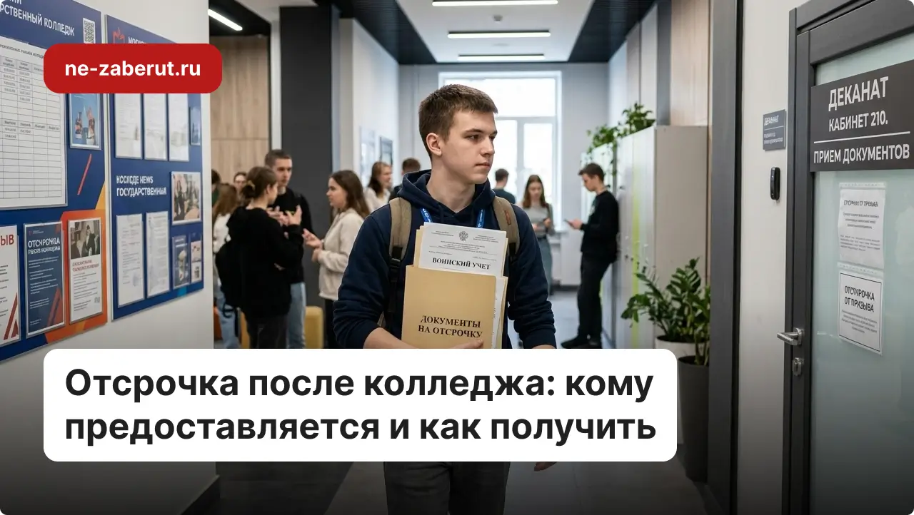Молодой человек несёт документы на отсрочку в деканат своего колледжа.