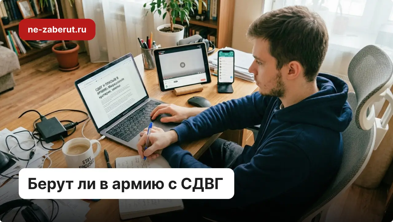 Молодой человек сидит за рабочим столом и делает много дел одновременно.