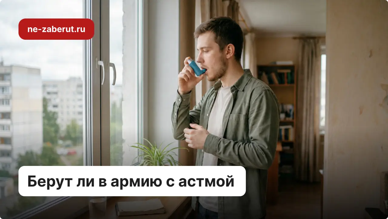 Призывник впрыскивает ингалятор из-за приступа астмы.