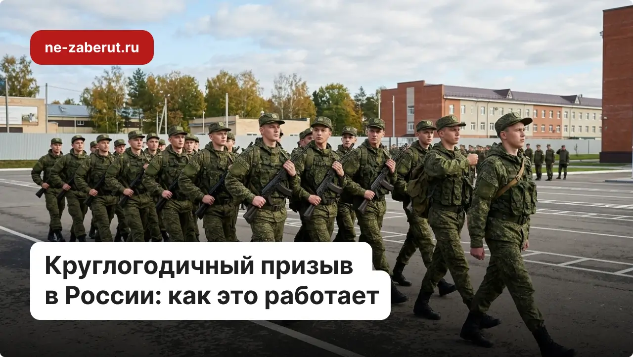 Строй молодых призывников марширует на плацу.