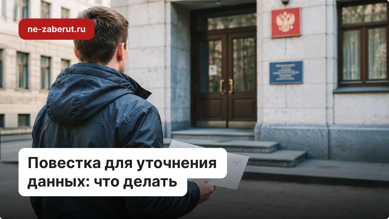 Молодой человек стоит с повесткой на уточнение данных перед военкоматом