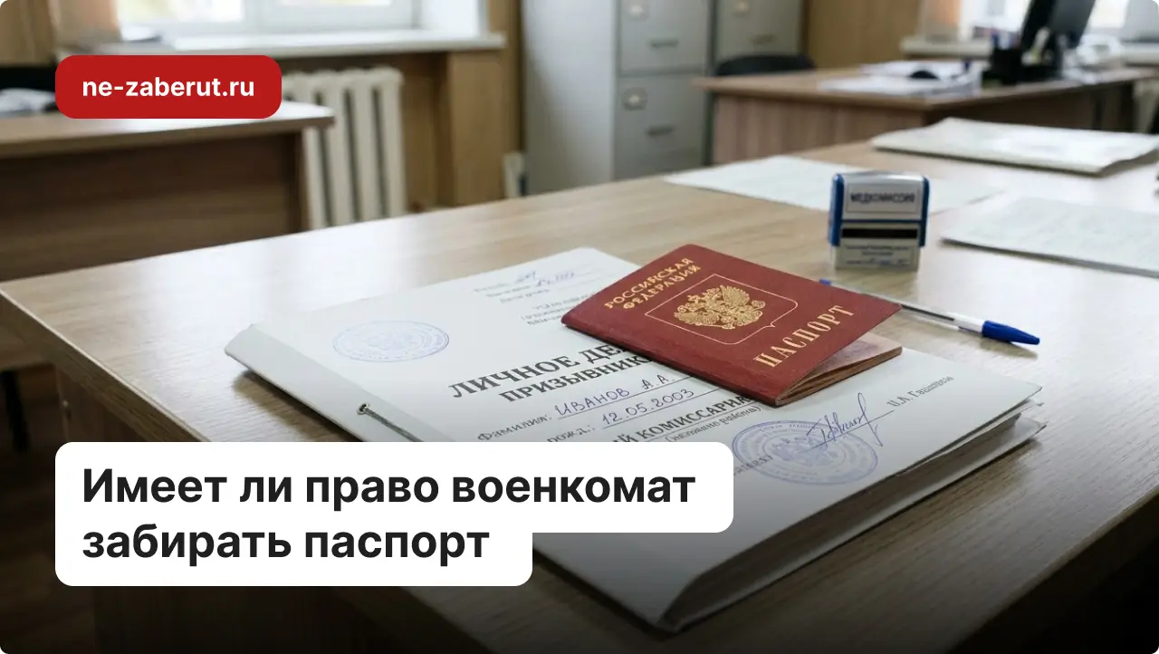 На столе лежит личное дело призывника, на котором сверху лежит паспорт гражданина РФ
