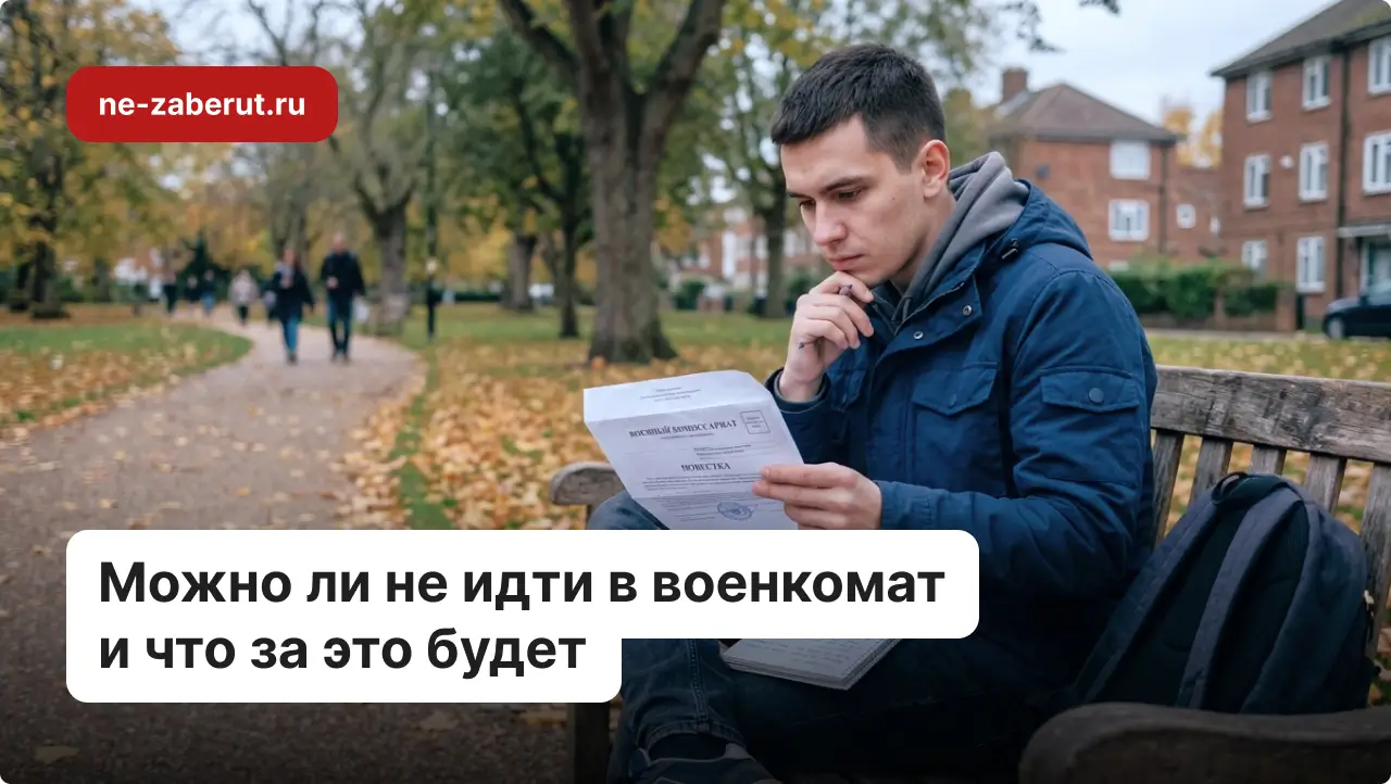 Молодой человек с повесткой на руках задумчиво сидит на улице на лавочке.
